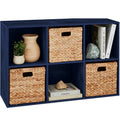 6-Cube Bookshelf, 11in Storage Display w/ Removable Panels, Customizable - Navy
