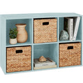 6-Cube Bookshelf, 11in Storage Display w/ Removable Panels, Customizable - Light Blue