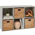 6-Cube Bookshelf, 11in Storage Display w/ Removable Panels, Customizable - Gray
