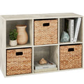 6-Cube Bookshelf, 13.5in Storage Display w/ Removable Panels, Customizable - Whitewash