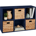 6-Cube Bookshelf, 13.5in Storage Display w/ Removable Panels, Customizable - Navy