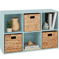 6-Cube Bookshelf, 13.5in Storage Display w/ Removable Panels, Customizable - Light Blue