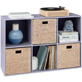 6-Cube Bookshelf, 13.5in Storage Display w/ Removable Panels, Customizable - Lavender