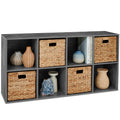 8-Cube Bookshelf, 11in Storage Display w/ Removable Panels, Customizable - Dark Gray