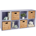 8-Cube Bookshelf, 11in Storage Display w/ Removable Panels, Customizable - Lavender