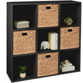9-Cube Bookshelf, 13.5in Storage Display w/ Removable Panels, Customizable - Black