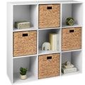 9-Cube Bookshelf, 13.5in Storage Display w/ Removable Panels, Customizable - White