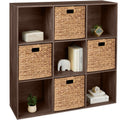 9-Cube Bookshelf, 13.5in Storage Display w/ Removable Panels, Customizable - Walnut