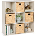 9-Cube Bookshelf, 13.5in Storage Display w/ Removable Panels, Customizable - Whitewash