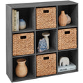 9-Cube Bookshelf, 13.5in Storage Display w/ Removable Panels, Customizable - Dark Gray