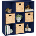 9-Cube Bookshelf, 13.5in Storage Display w/ Removable Panels, Customizable - Navy