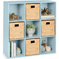 9-Cube Bookshelf, 13.5in Storage Display w/ Removable Panels, Customizable - Light Blue