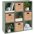 9-Cube Bookshelf, 13.5in Storage Display w/ Removable Panels, Customizable - Sage