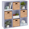 9-Cube Bookshelf, 13.5in Storage Display w/ Removable Panels, Customizable - Lavender