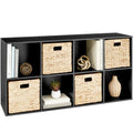 8-Cube Bookshelf, 13.5in Storage Display w/ Removable Panels, Customizable - Black