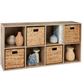 8-Cube Bookshelf, 13.5in Storage Display w/ Removable Panels, Customizable - Greige