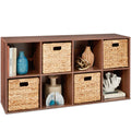 8-Cube Bookshelf, 13.5in Storage Display w/ Removable Panels, Customizable - Walnut