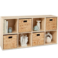 8-Cube Bookshelf, 13.5in Storage Display w/ Removable Panels, Customizable - Light Oak