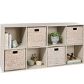8-Cube Bookshelf, 13.5in Storage Display w/ Removable Panels, Customizable - Whitewash