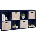 8-Cube Bookshelf, 13.5in Storage Display w/ Removable Panels, Customizable - Navy