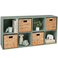 8-Cube Bookshelf, 13.5in Storage Display w/ Removable Panels, Customizable - Sage