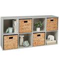 8-Cube Bookshelf, 13.5in Storage Display w/ Removable Panels, Customizable - Gray