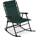 Folding Outdoor Zero Gravity Rocking Lounge Chair w/ Headrest Pillow - Forest Green