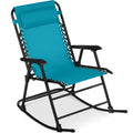 Folding Outdoor Zero Gravity Rocking Lounge Chair w/ Headrest Pillow - Peacock Blue
