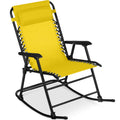 Folding Outdoor Zero Gravity Rocking Lounge Chair w/ Headrest Pillow - Sunflower Yellow