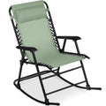 Folding Outdoor Zero Gravity Rocking Lounge Chair w/ Headrest Pillow - Sage Green