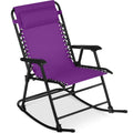 Folding Outdoor Zero Gravity Rocking Lounge Chair w/ Headrest Pillow - Amethyst Purple