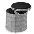 Round Wicker Ottoman, Multipurpose Furniture w/ Removable Cushion - Gray/Black
