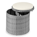 Round Wicker Ottoman, Multipurpose Furniture w/ Removable Cushion - Gray/Cream