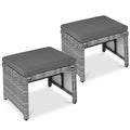 Set of 2 Multipurpose Wicker Ottomans w/ Removable Cushions, Steel Frame - Gray/Gray