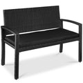 2-Person Wicker Porch Bench for Outdoor, Garden w/ 700lb Capacity - 47in - Black/Black