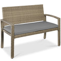 2-Person Wicker Porch Bench for Outdoor, Garden w/ 700lb Capacity - 47in - Gray/Taupe