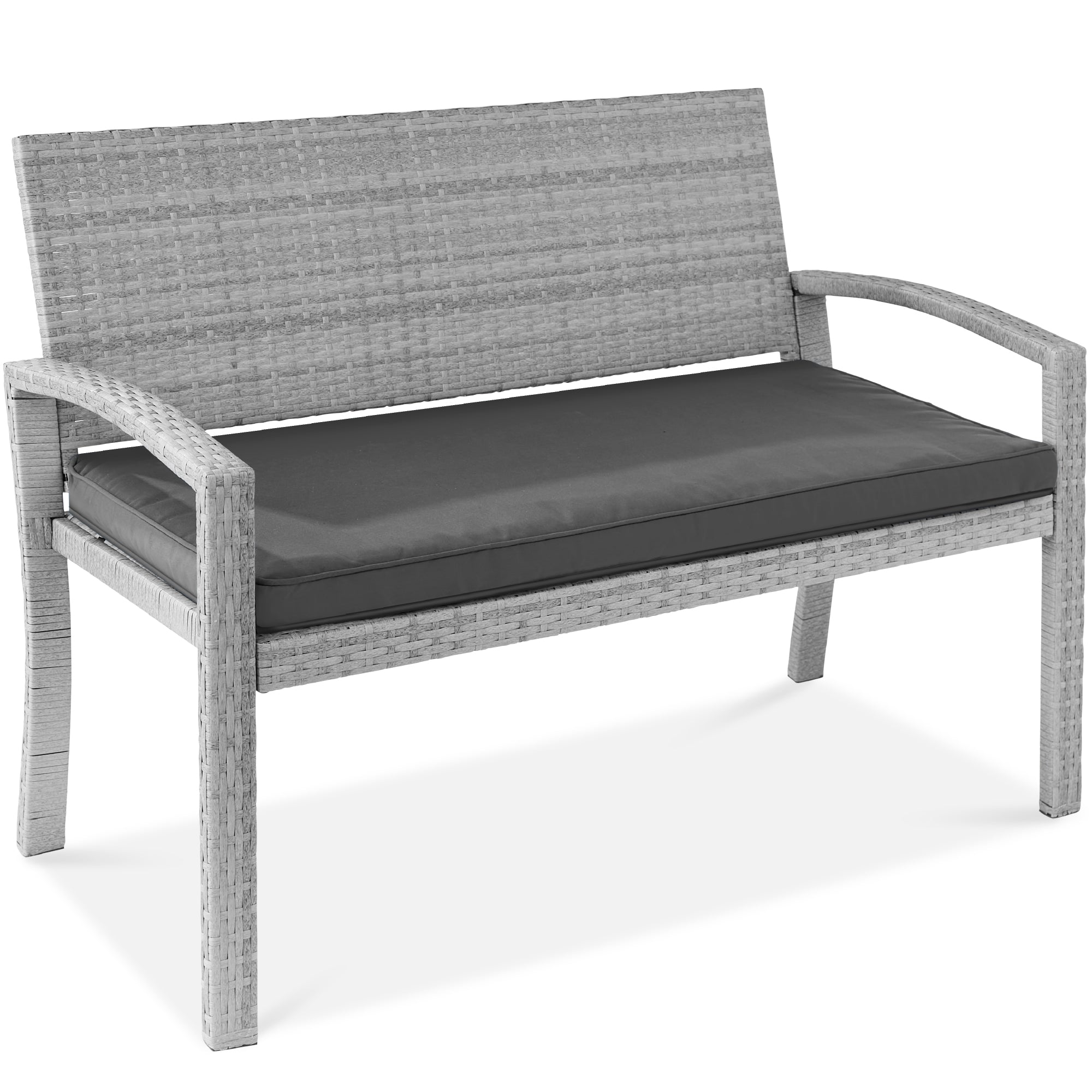 2-Person Wicker Porch Bench for Outdoor, Garden w/ 700lb Capacity - 47in - Gray/Gray
