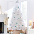 Premium Artificial White Pampas Christmas Tree w/ Foldable Metal Base - 6ft