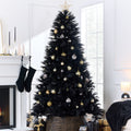 Premium Artificial Black Pampas Christmas Tree w/ Foldable Metal Base - 7.5ft