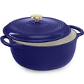 Cast-Iron Dutch Oven Kitchen Cookware w/ Enamel, Handles - 6qt - Sapphire Blue