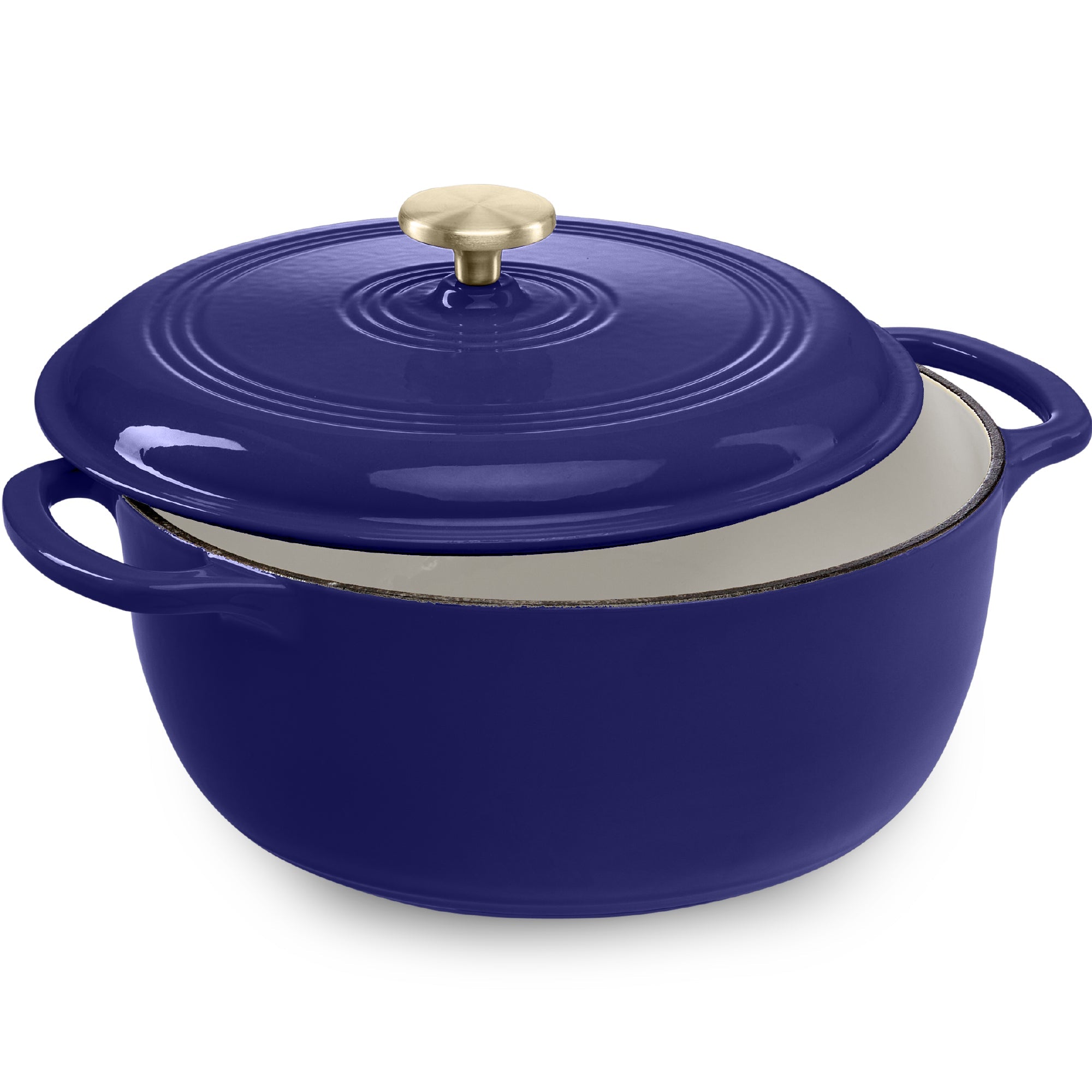 Cast-Iron Dutch Oven Kitchen Cookware w/ Enamel, Handles - 6qt - Sapphire Blue