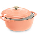 Cast-Iron Dutch Oven Kitchen Cookware w/ Enamel, Handles - 7.5qt - Peach Sorbet