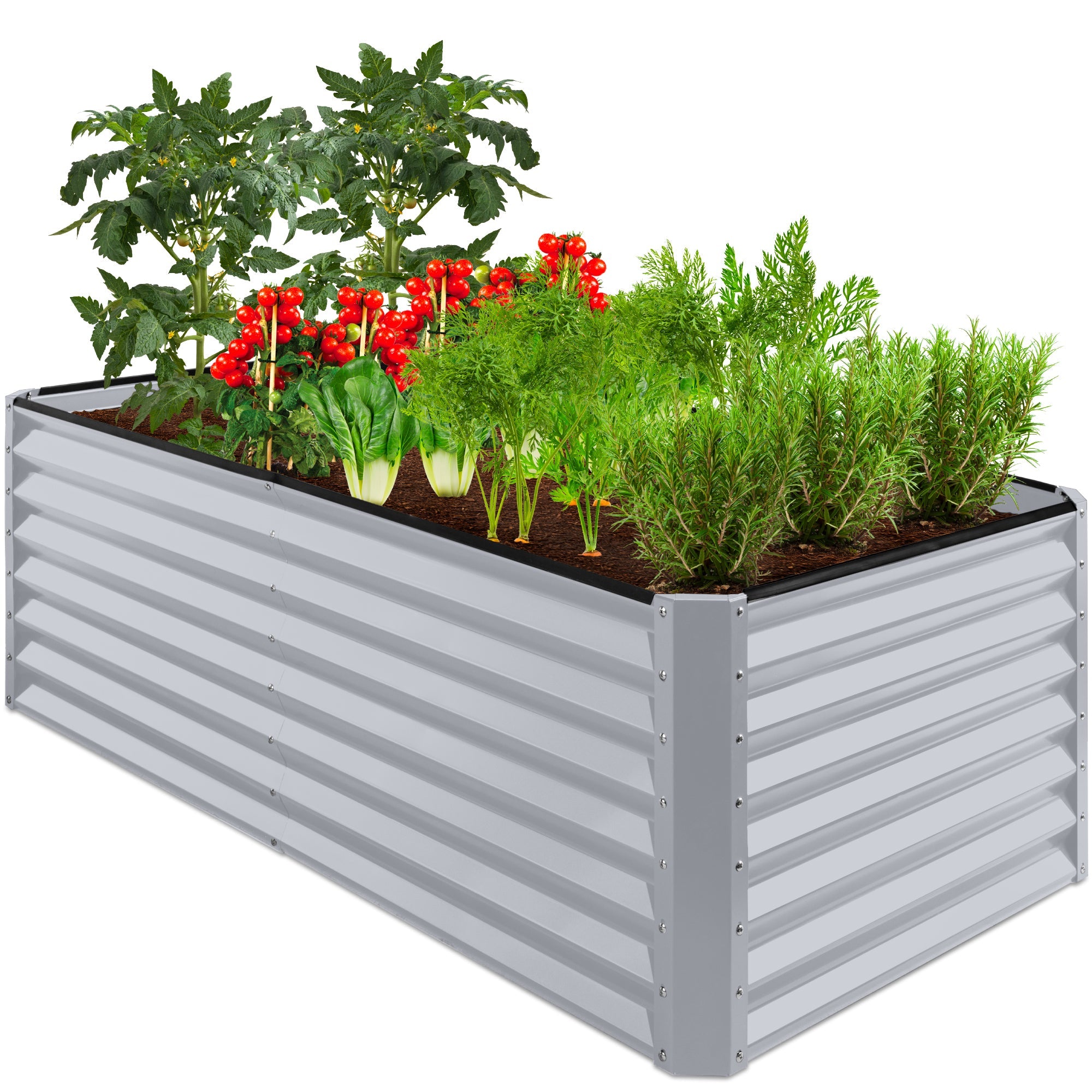 Outdoor Metal Raised Garden Bed for Vegetables, Flowers, Herbs - 6x3x2ft - Moonlight Gray