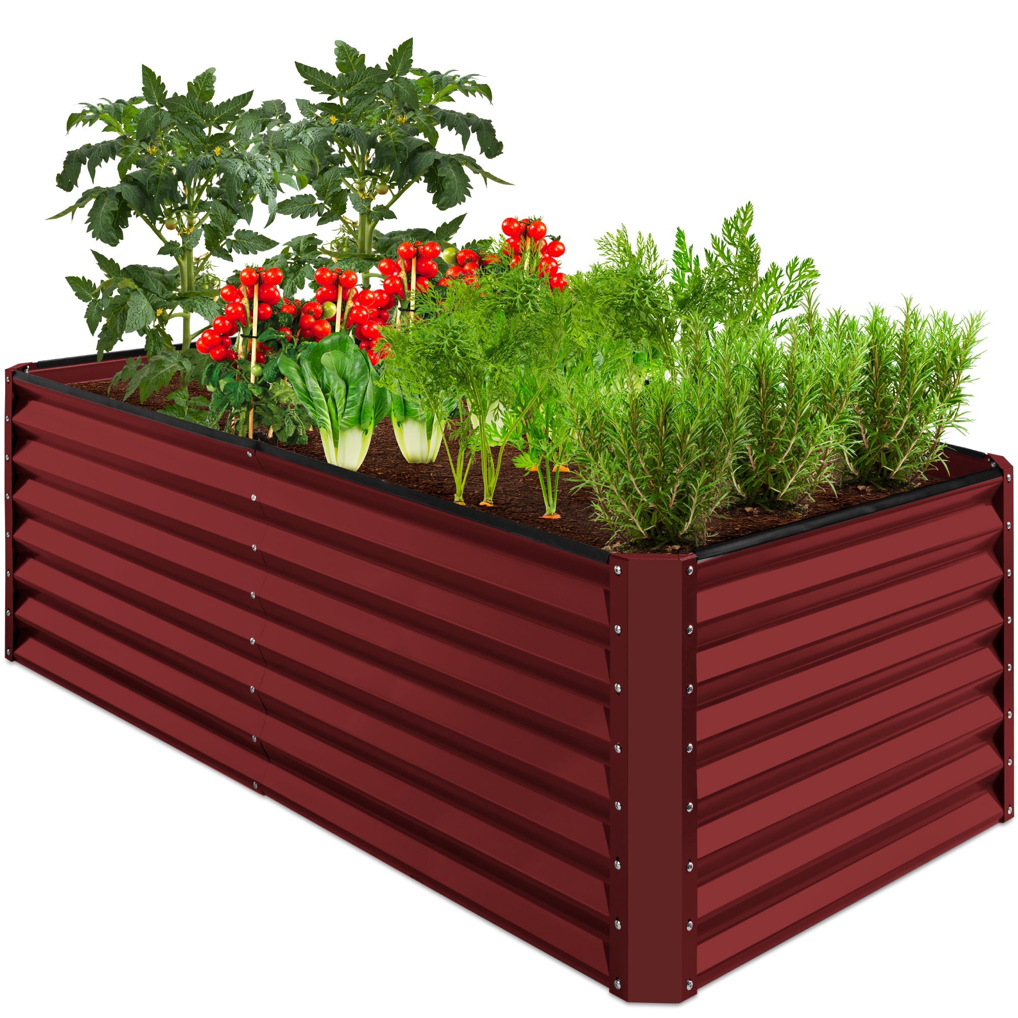 Outdoor Metal Raised Garden Bed for Vegetables, Flowers, Herbs - 6x3x2ft - Royal Red