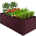 Outdoor Metal Raised Garden Bed for Vegetables, Flowers, Herbs - 6x3x2ft - Burgundy
