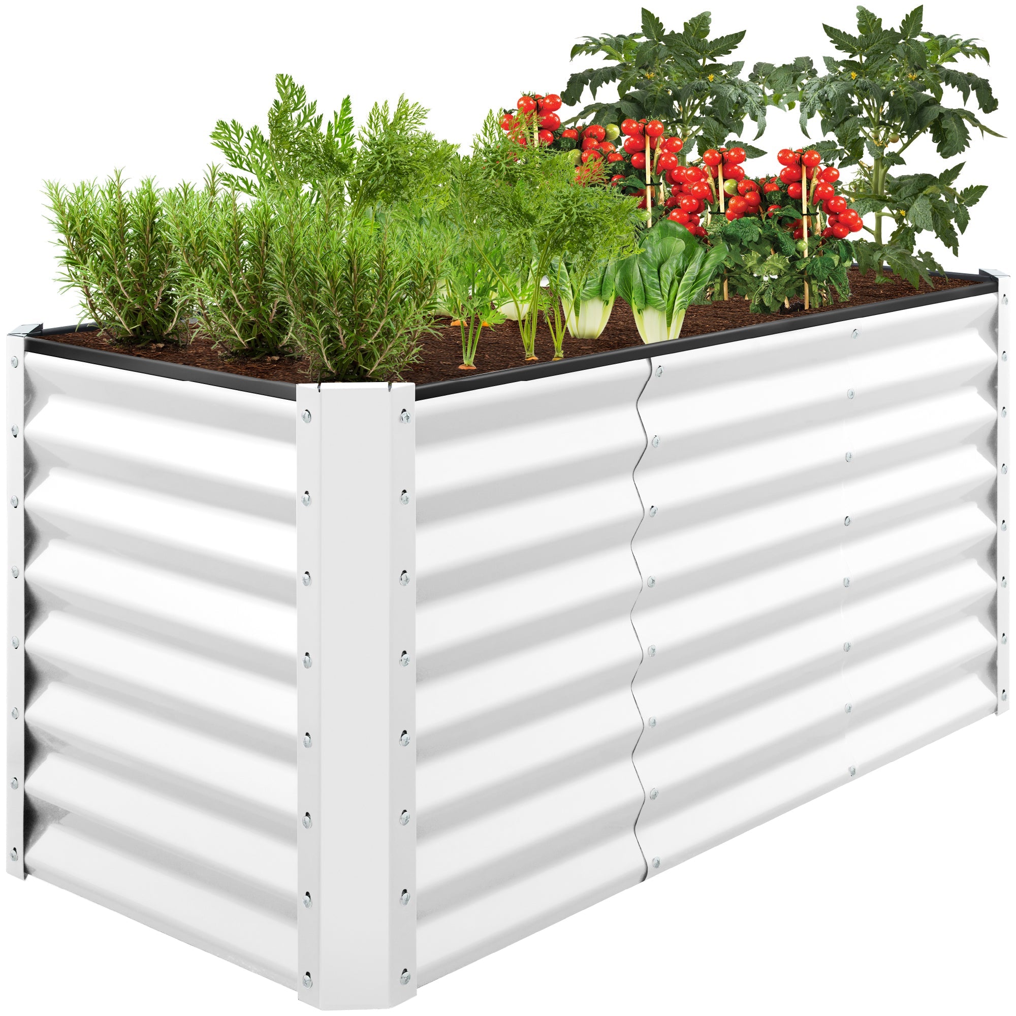 Outdoor Raised Metal Garden Bed for Vegetables, Flowers, Herbs - 4x2x2ft - White