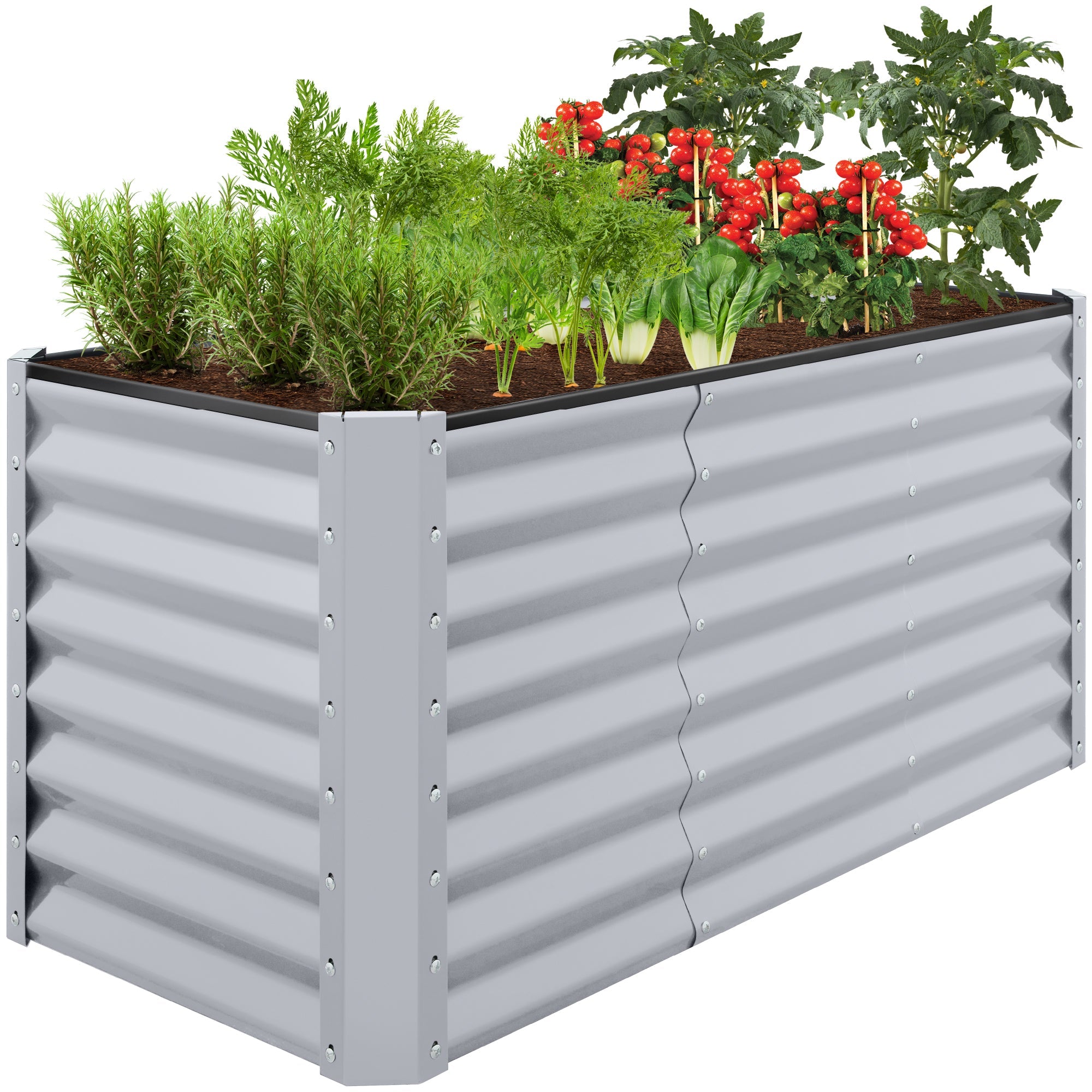 Outdoor Raised Metal Garden Bed for Vegetables, Flowers, Herbs - 4x2x2ft - Moonlight Gray