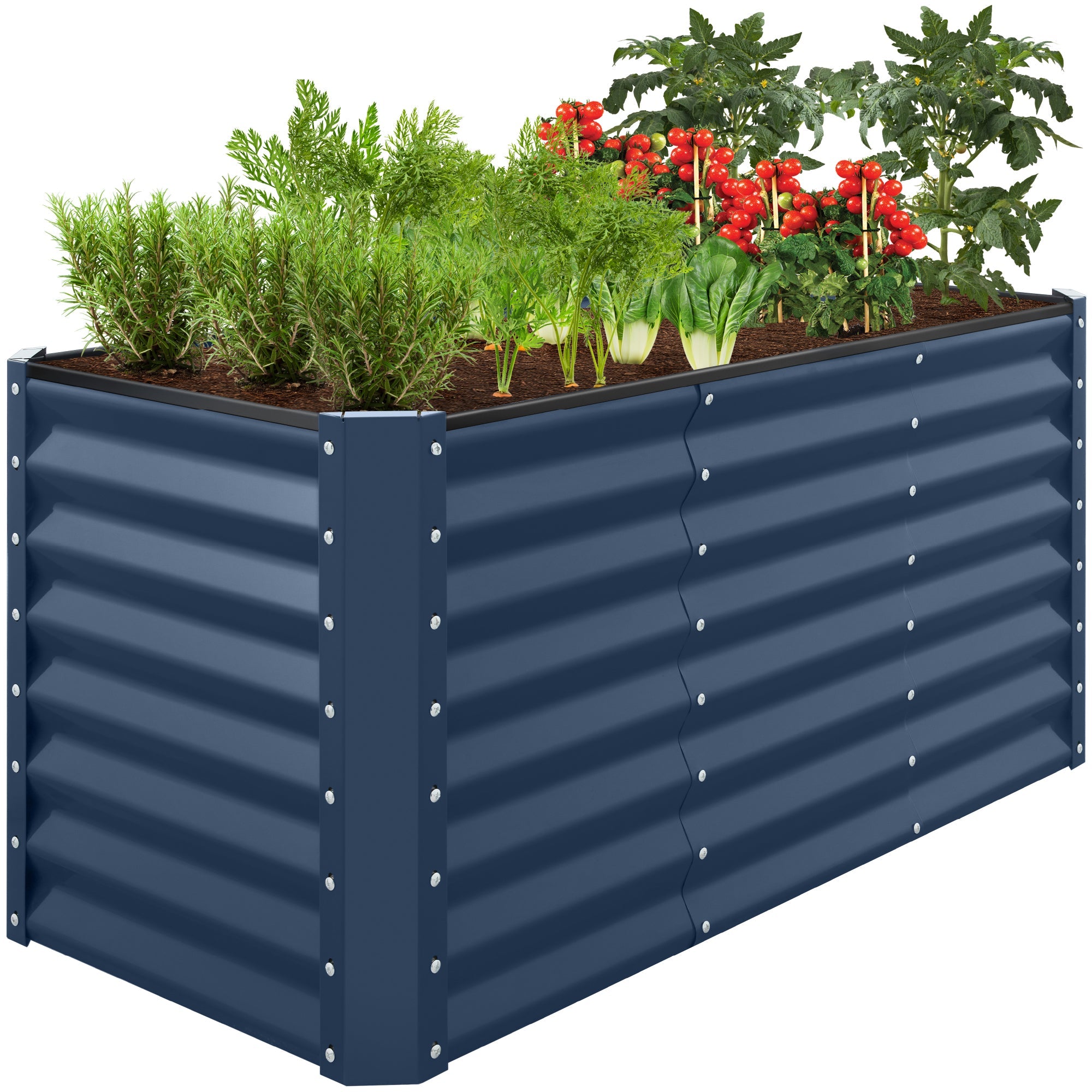 Outdoor Raised Metal Garden Bed for Vegetables, Flowers, Herbs - 4x2x2ft - Navy