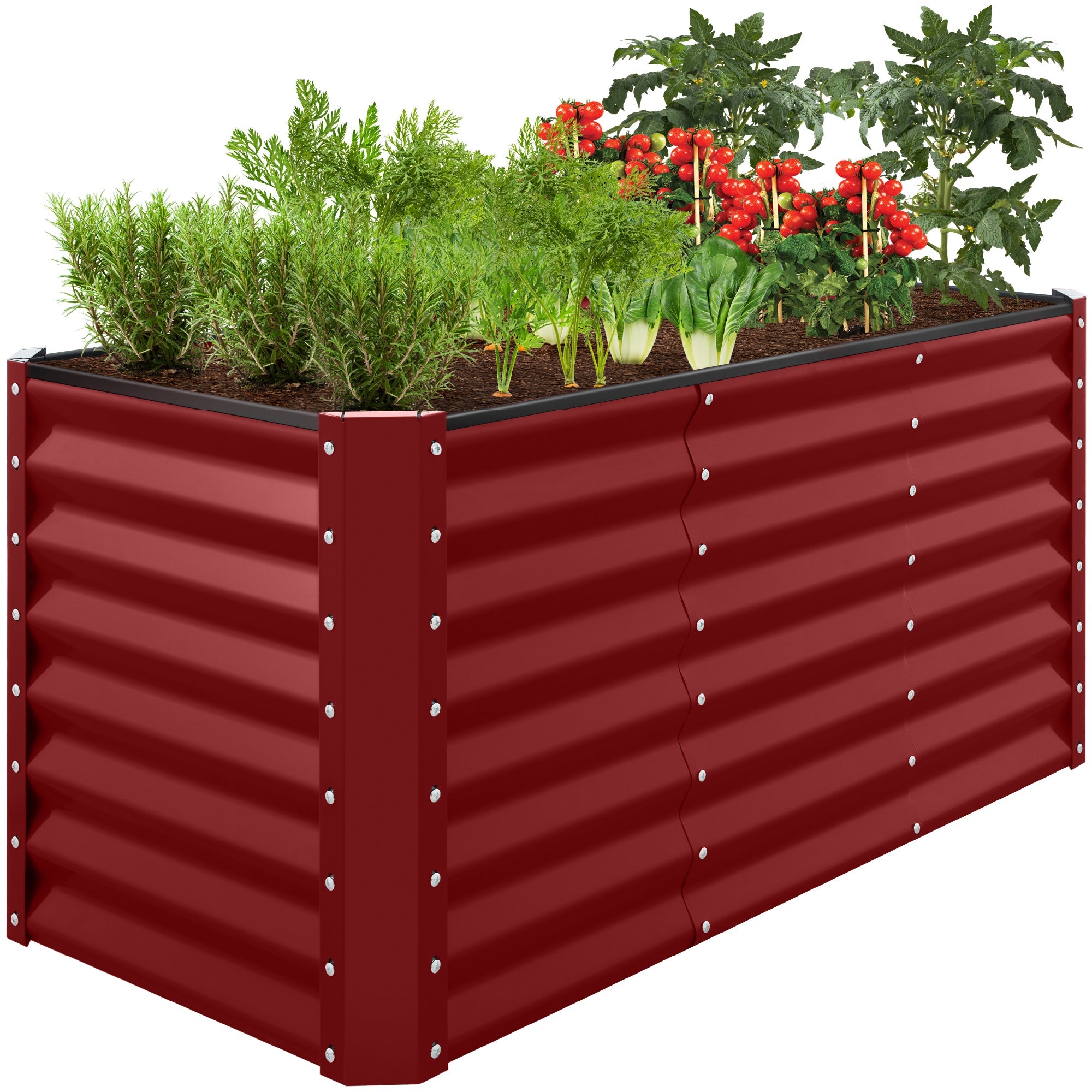 Outdoor Raised Metal Garden Bed for Vegetables, Flowers, Herbs - 4x2x2ft - Royal Red