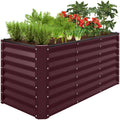 Outdoor Raised Metal Garden Bed for Vegetables, Flowers, Herbs - 4x2x2ft - Burgundy